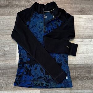 Smartwool Merino 250 Blue and Black Quarter-Zip Pullover